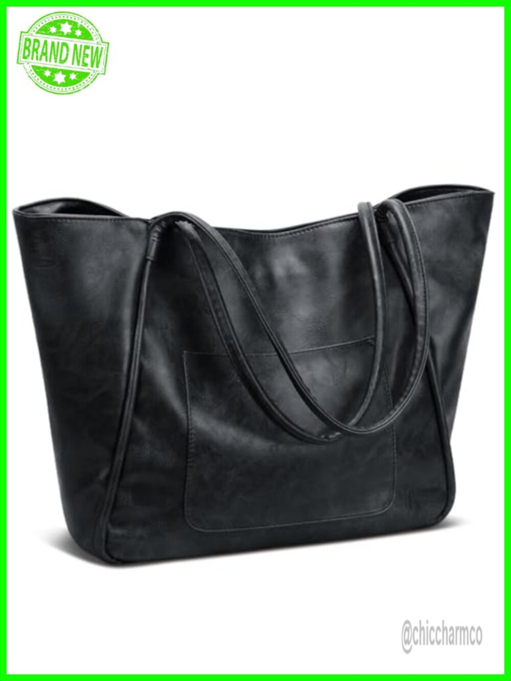 Large Tote Bag with Zipper Vintage Distressed Fabric Hobo Handbag